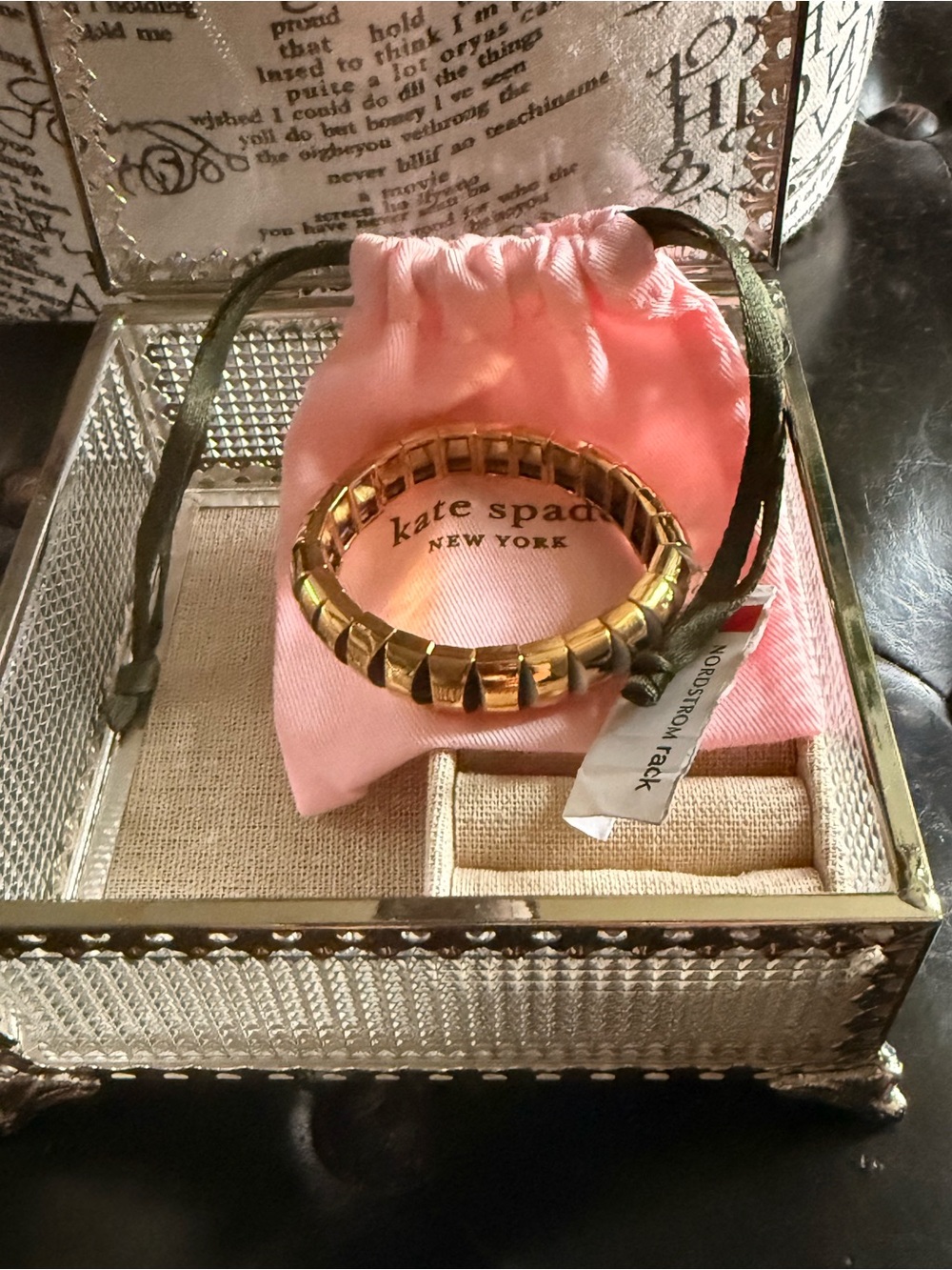 KATE SPADE ♠️Sliced Scallops GP Navy & Mint Color Enamel Stretch Bracelet, NWT 👑 - Picture 2 of 3